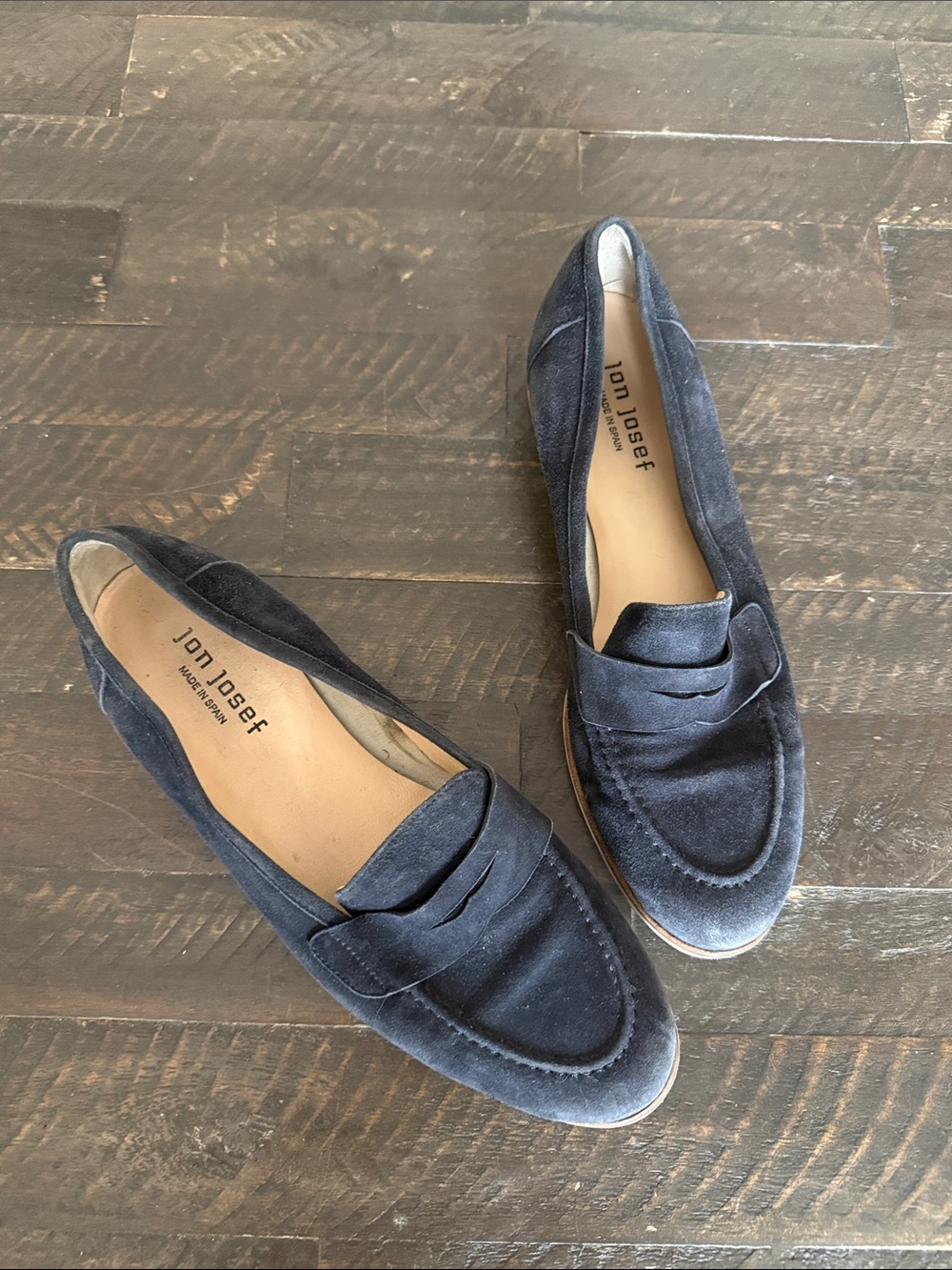 Jon Josef Navy Suede Moc Toe Penny Loafers Sz 9 M